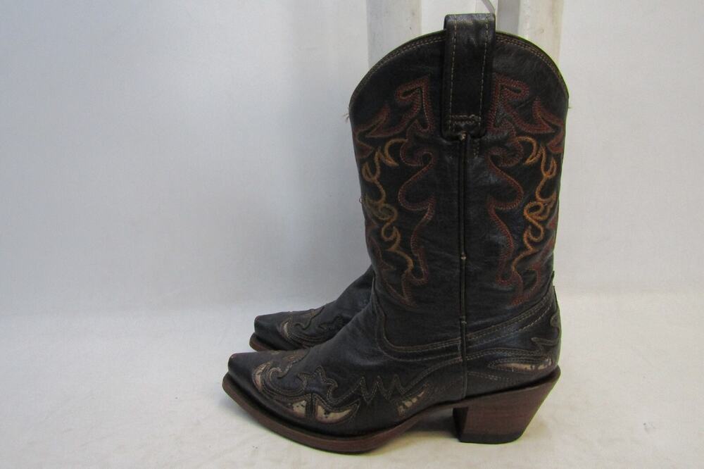 Corral Womens Size 7 M Brown Leather Cheetah Inlay Western Cowboy Boots